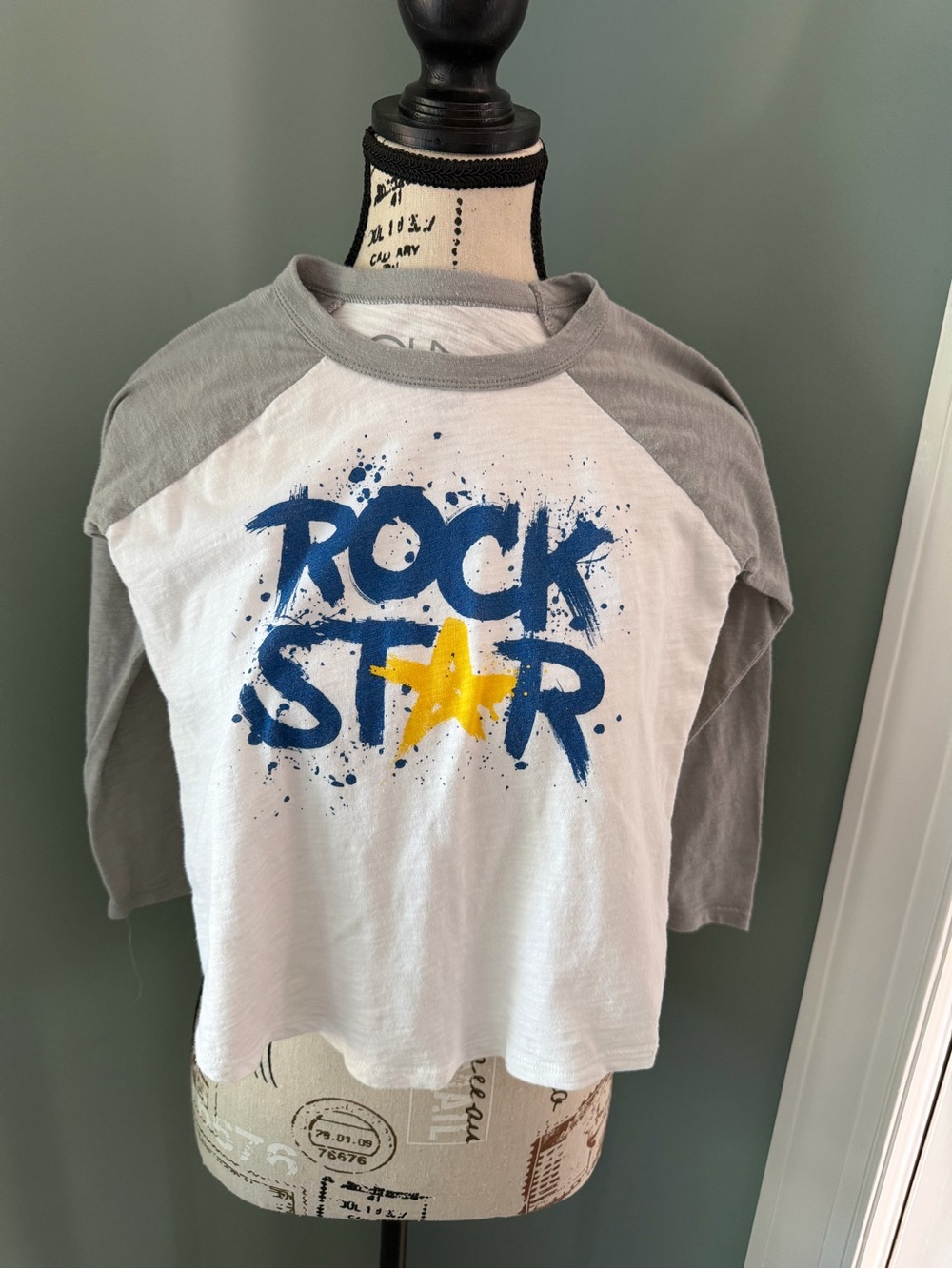 Kids Rock Star Raglan Tee - Gray Sleeves, White Body